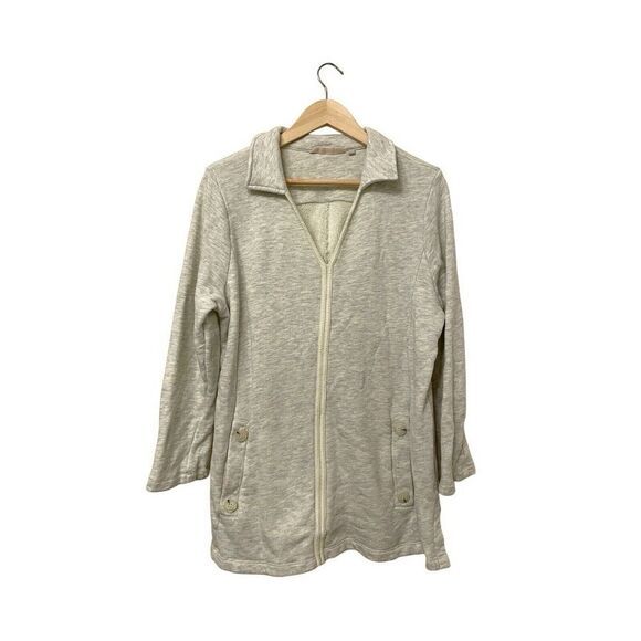 Soft Surroundings Women French Terry Sweatshirt Tunic Size 1X Heather Gray Vneck - Picture 1 of 8